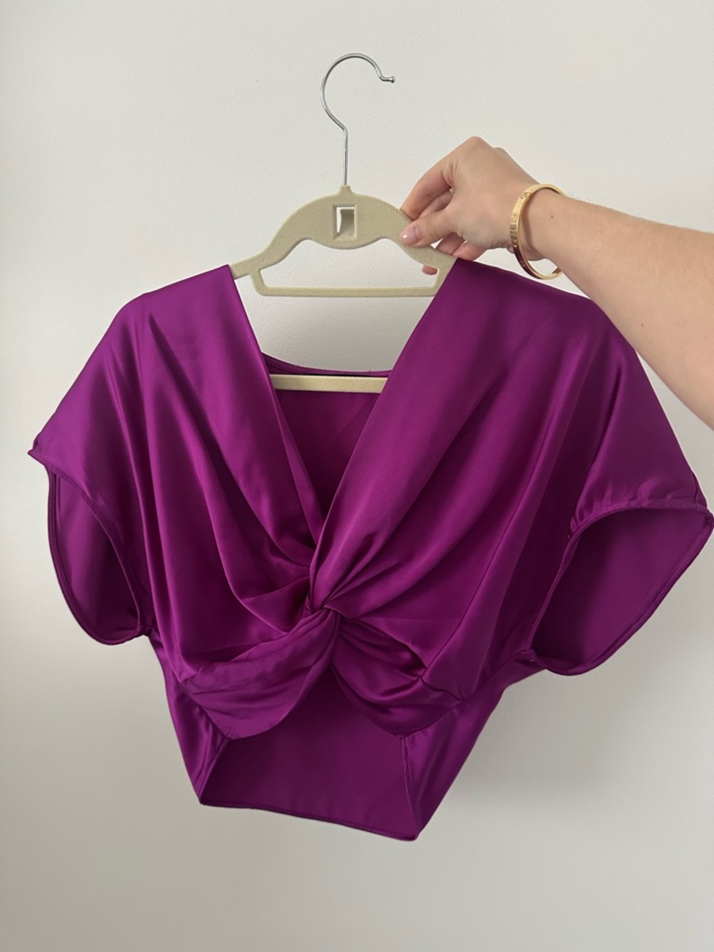 Zara Fuchsia Twist-Front Blouse